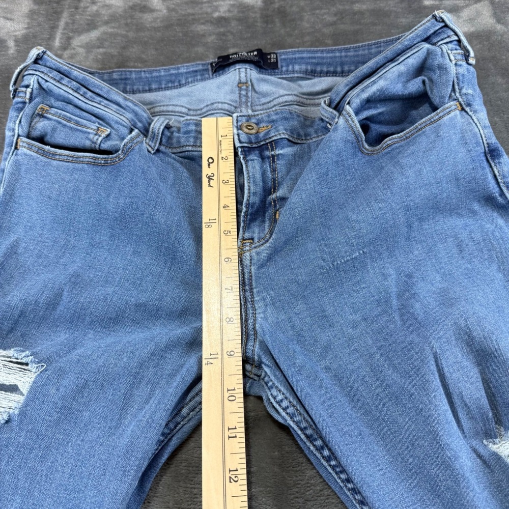 Hollister Soft Stretch Low-Rise Boot Jeans 17R W33 Distressed Mid Rise - Picture 8 of 11